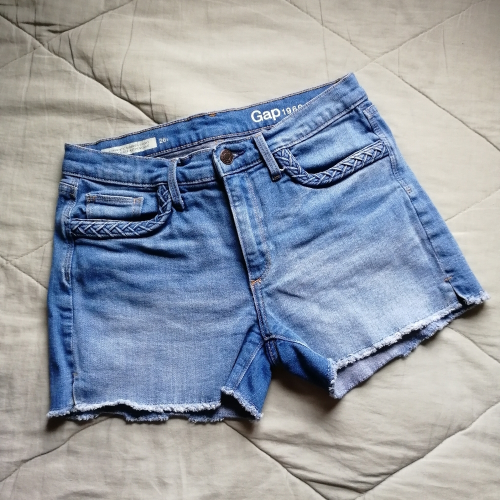 GAP Denim Authentic Summer Shorts Braid pockets 26R / 2 Regular Cotton Spandex